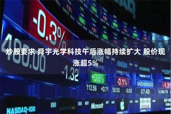 炒股要求 舜宇光学科技午后涨幅持续扩大 股价现涨超5%